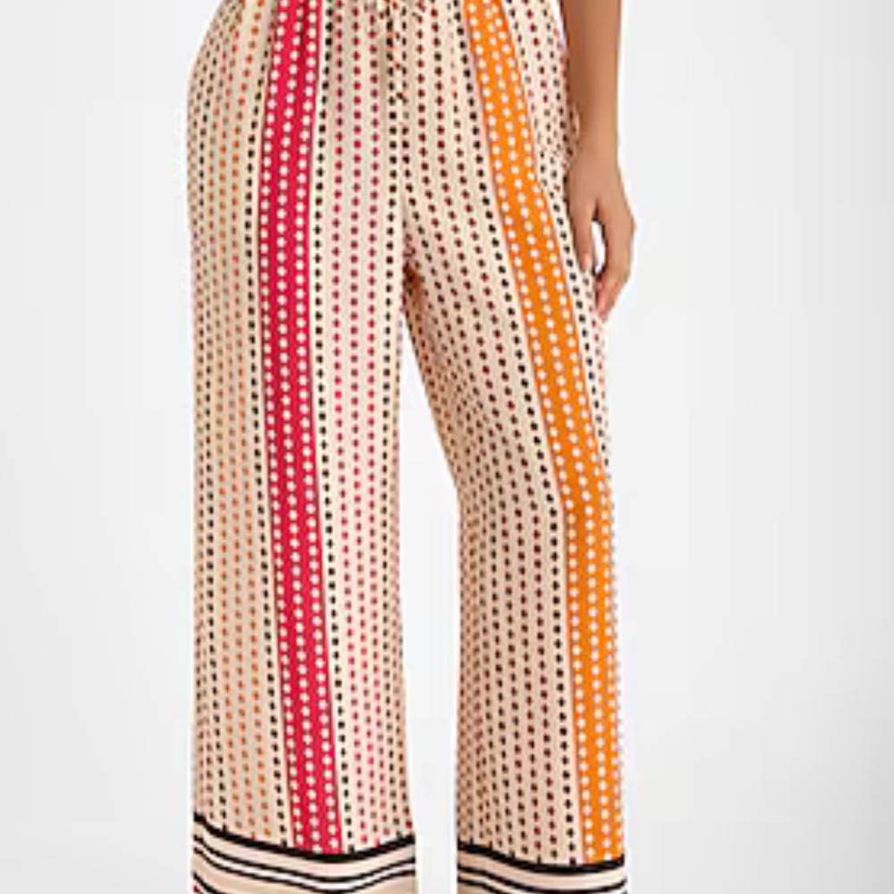 NWT- Express Polka Dot Striped Satin Wide-Leg Pants size xs